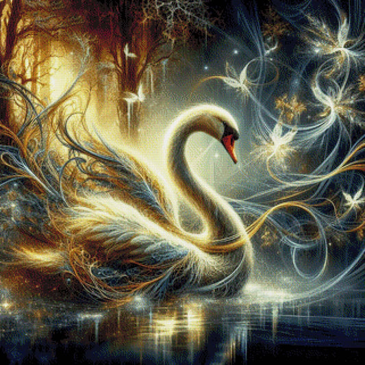 Schwan im Feenwald - Diamond Painting