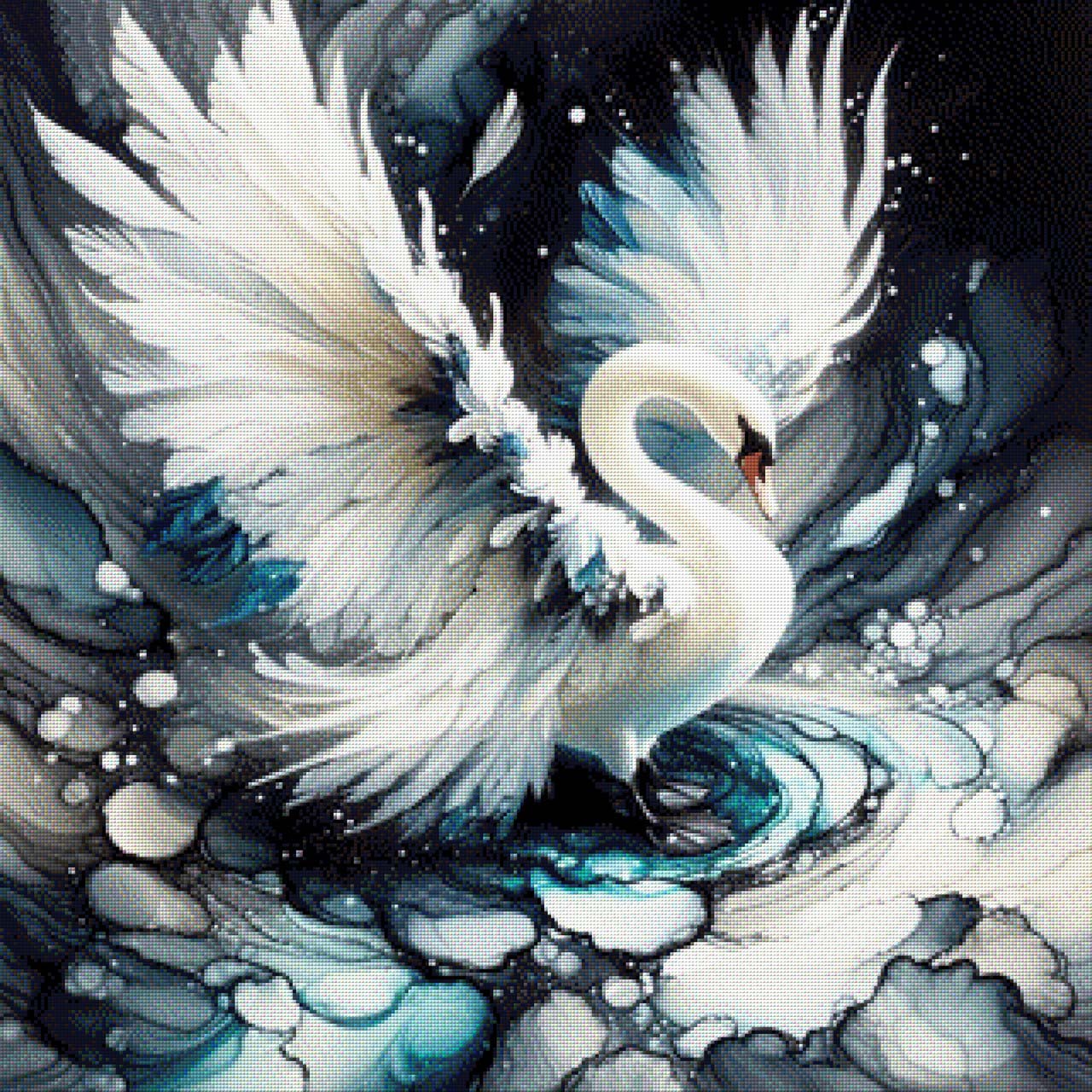 Tanzender Schwan Türkis - Diamond Painting