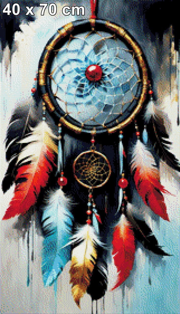 Traumfänger mit roter Perle - Diamond Painting
