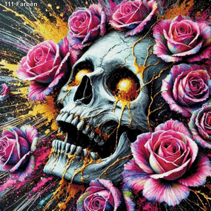 Skull with Roses - Diamond Painting