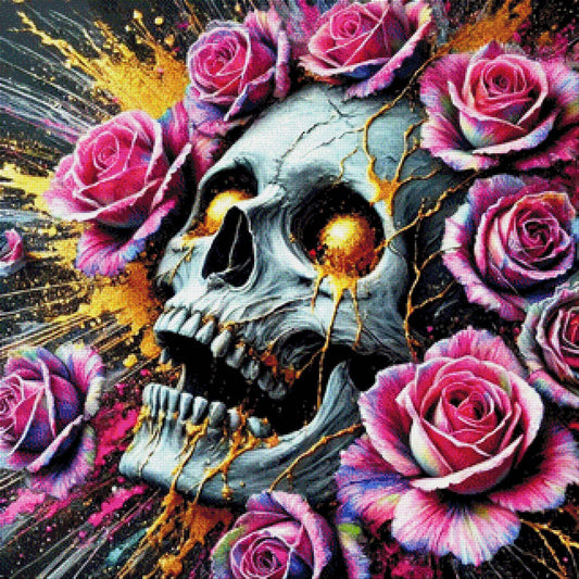 Skull with Roses - Diamond Painting