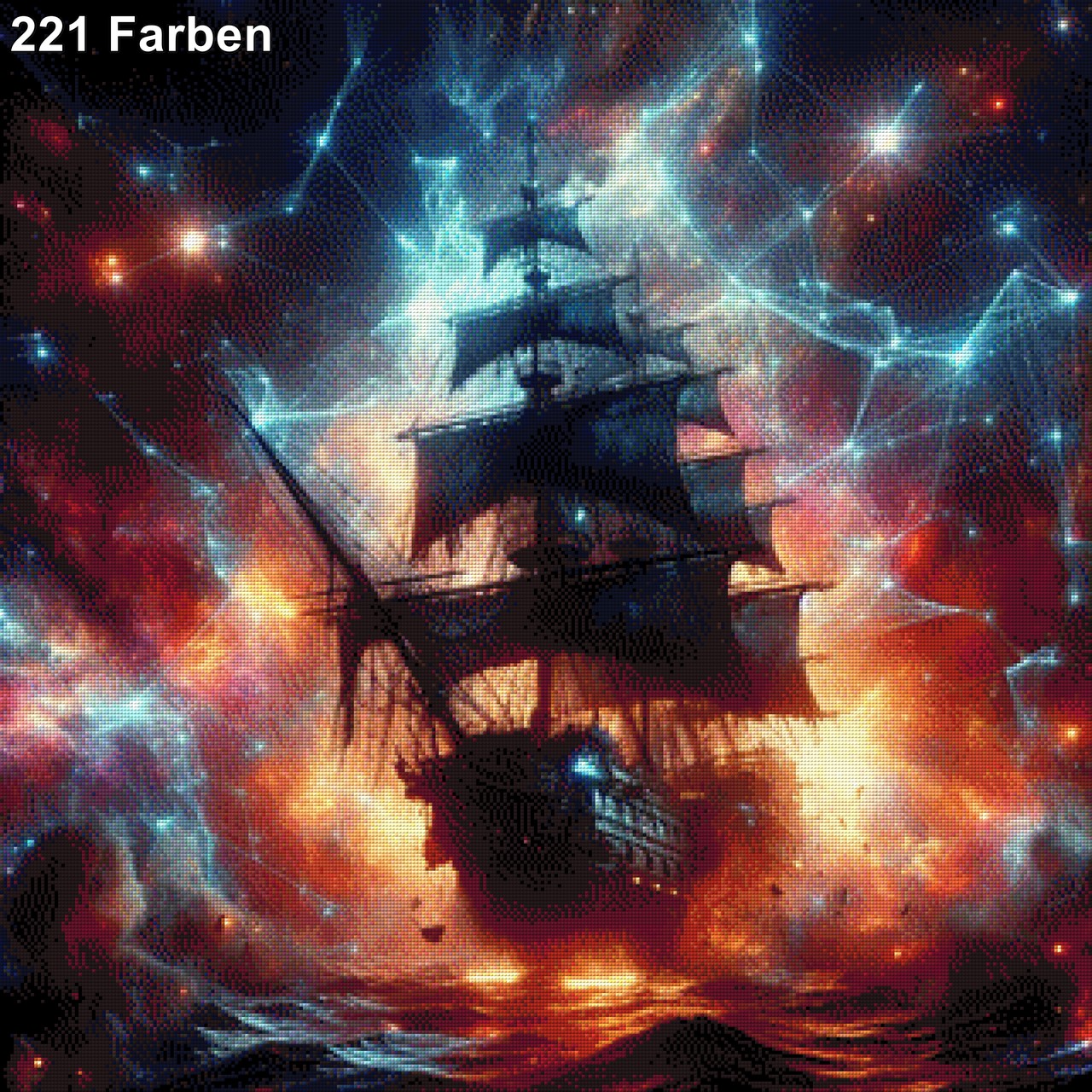Piratenschiff bei Nacht - Diamond Painting