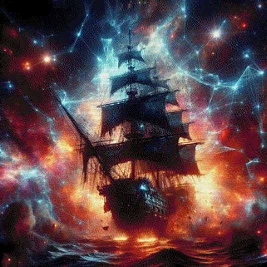Piratenschiff bei Nacht - Diamond Painting