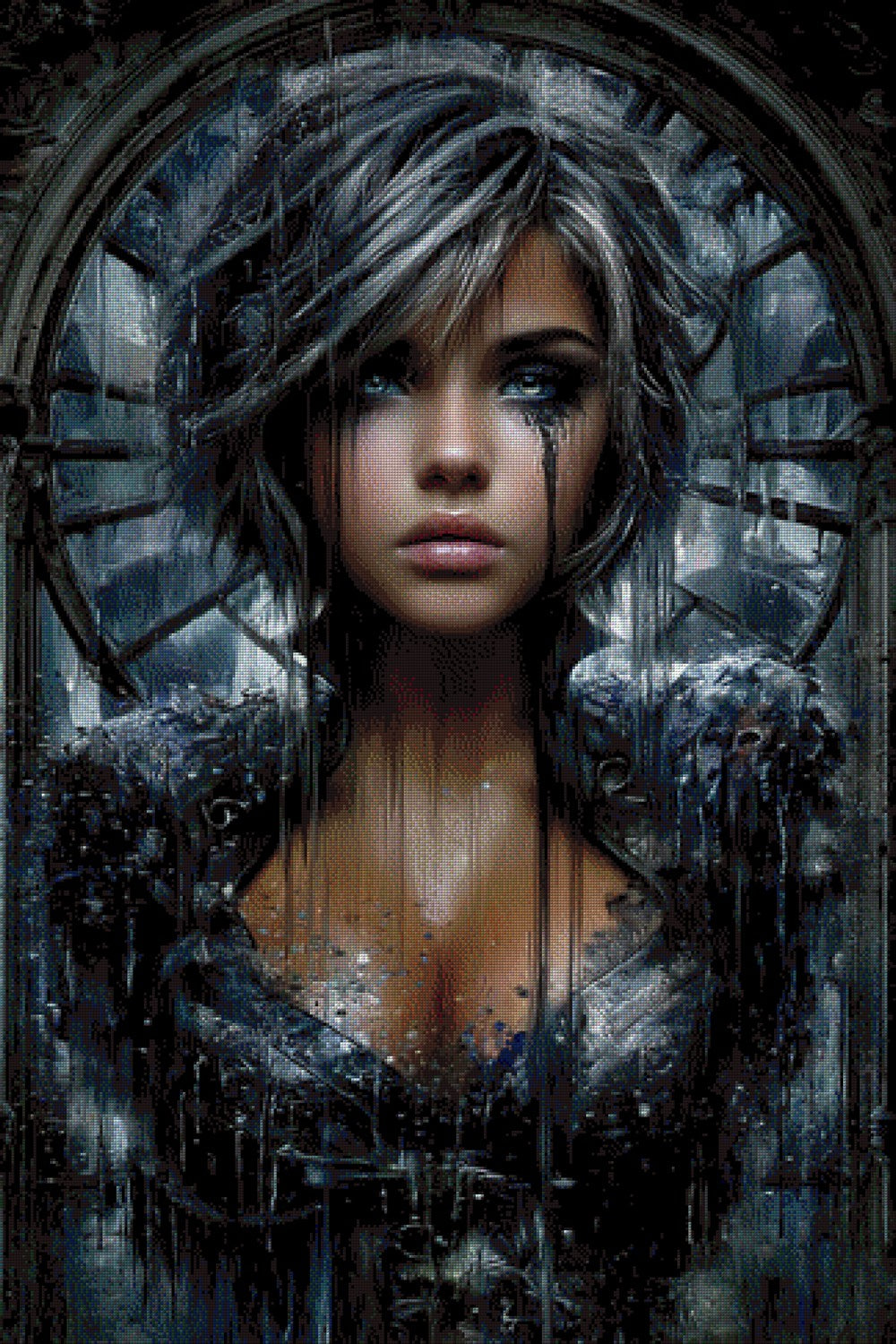 Diamond Painting mystische Frau in Schwarz