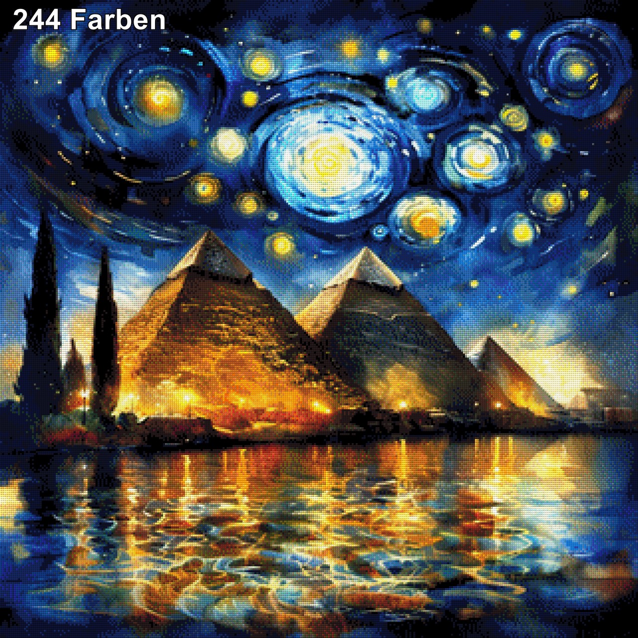 Pyramiden van Gogh Style - Diamond Painting
