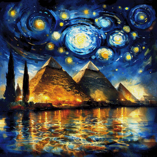 Pyramiden van Gogh Style - Diamond Painting