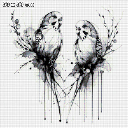 Sittiche schwarz/weiß - Diamond Painting