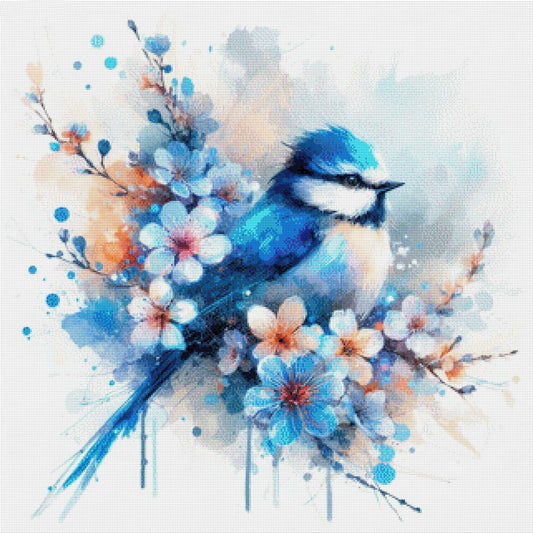 Blauer Vogel Aquarell - Diamond Painting