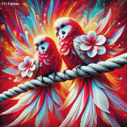 Rote Sittiche - Diamond Painting