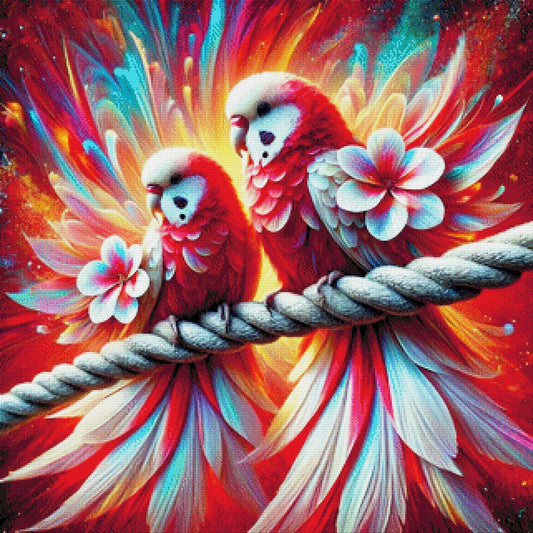 Rote Sittiche - Diamond Painting
