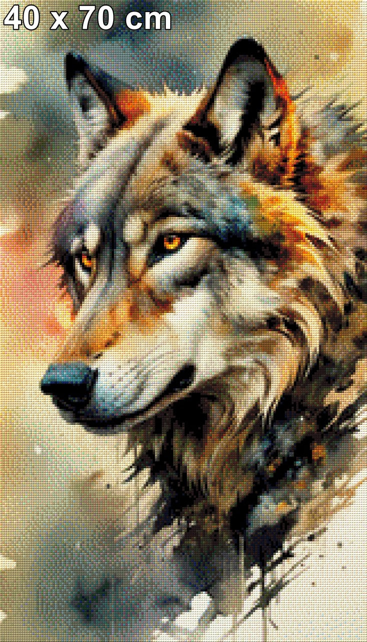 Wolfskopf Aquarell  - Diamond Painting