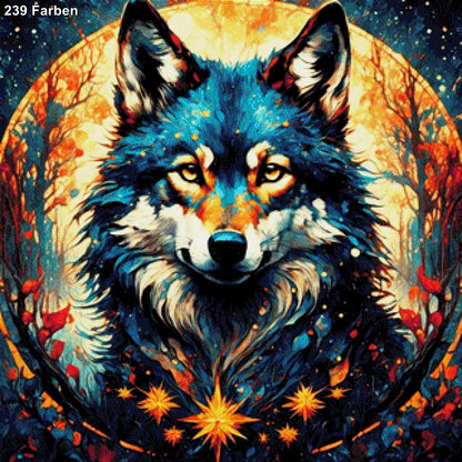 Wolf im Mond - Diamond Painting