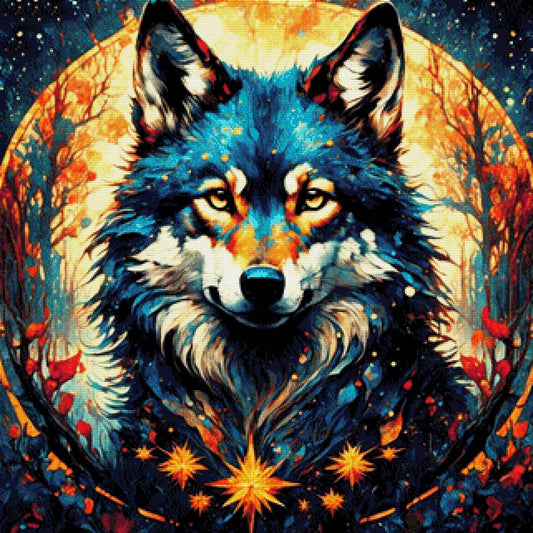 Wolf im Mond - Diamond Painting
