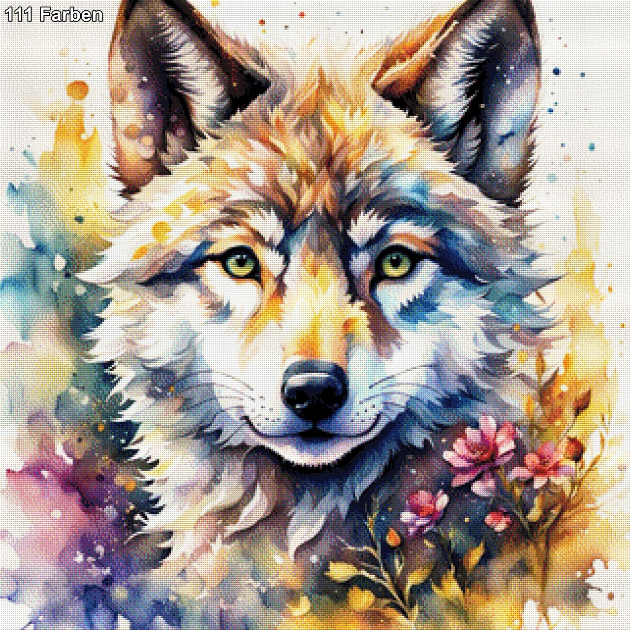 Wolfsbaby bunt  - Diamond Painting