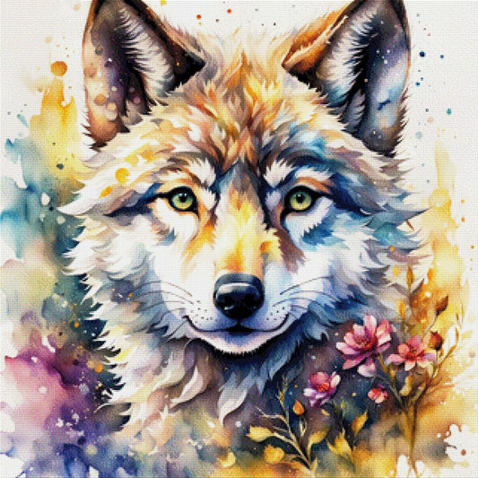 Wolfsbaby bunt  - Diamond Painting