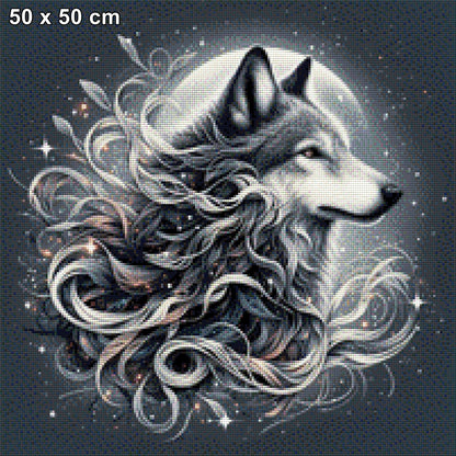 Wolf Schwarz/weiß - Diamond Painting