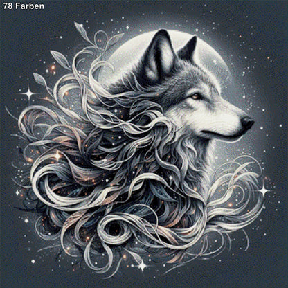 Wolf Schwarz/weiß - Diamond Painting
