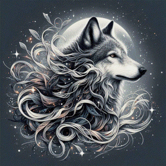 Wolf Schwarz/weiß - Diamond Painting