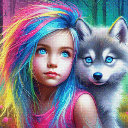 Lina & Wölfchen - Diamond Painting