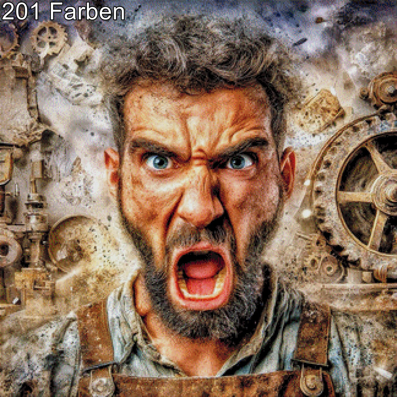 Diamond Painting Mann zornig Steampunk