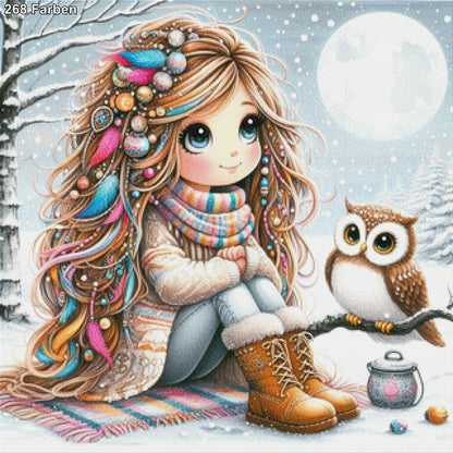 Mädchen im Schnee - Diamond Painting