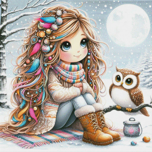 Mädchen im Schnee - Diamond Painting