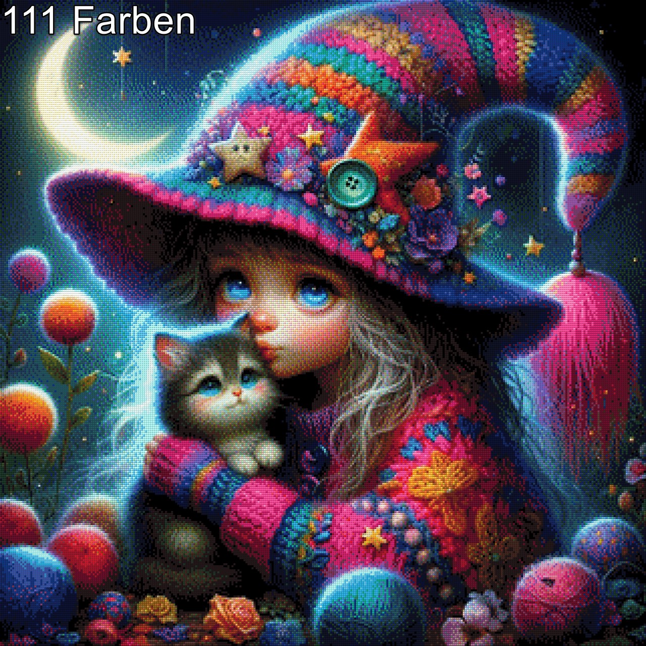 Amilia mit Katze - Diamond Painting