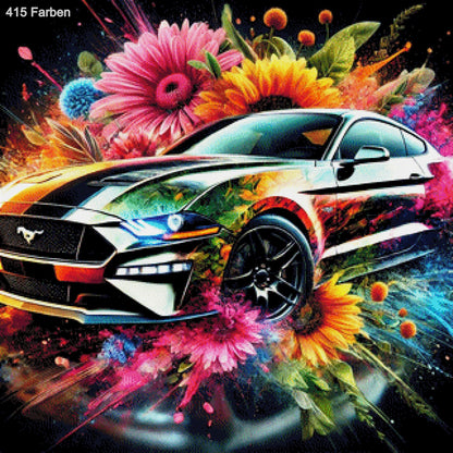 Flower Mustang - Diamond Painting