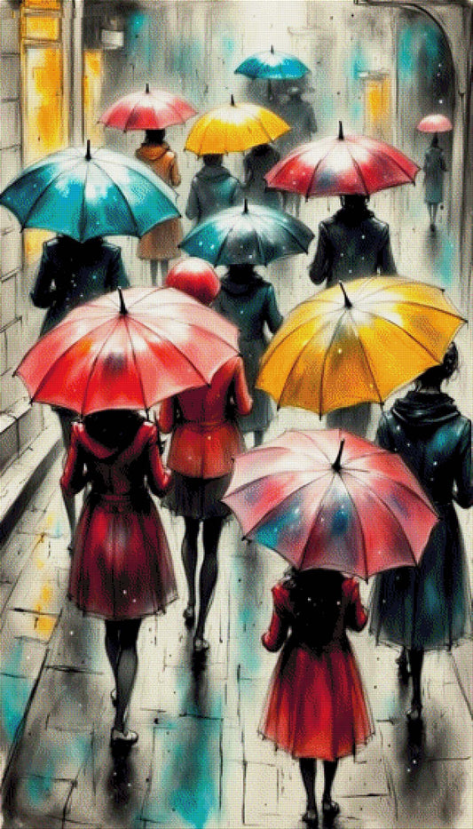 Bunte Schirme - Diamond Painting