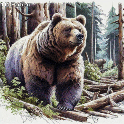 Waldtatze, Bär im Wald - Diamond Painting