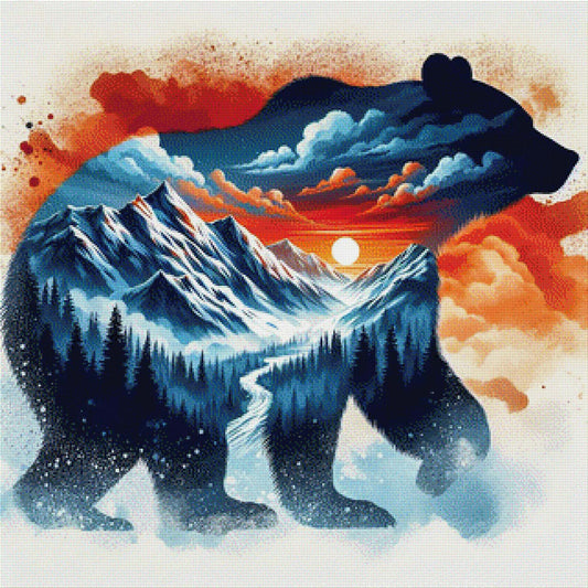 Bärenglut, Bär im Sonnenuntergang - Diamond Painting