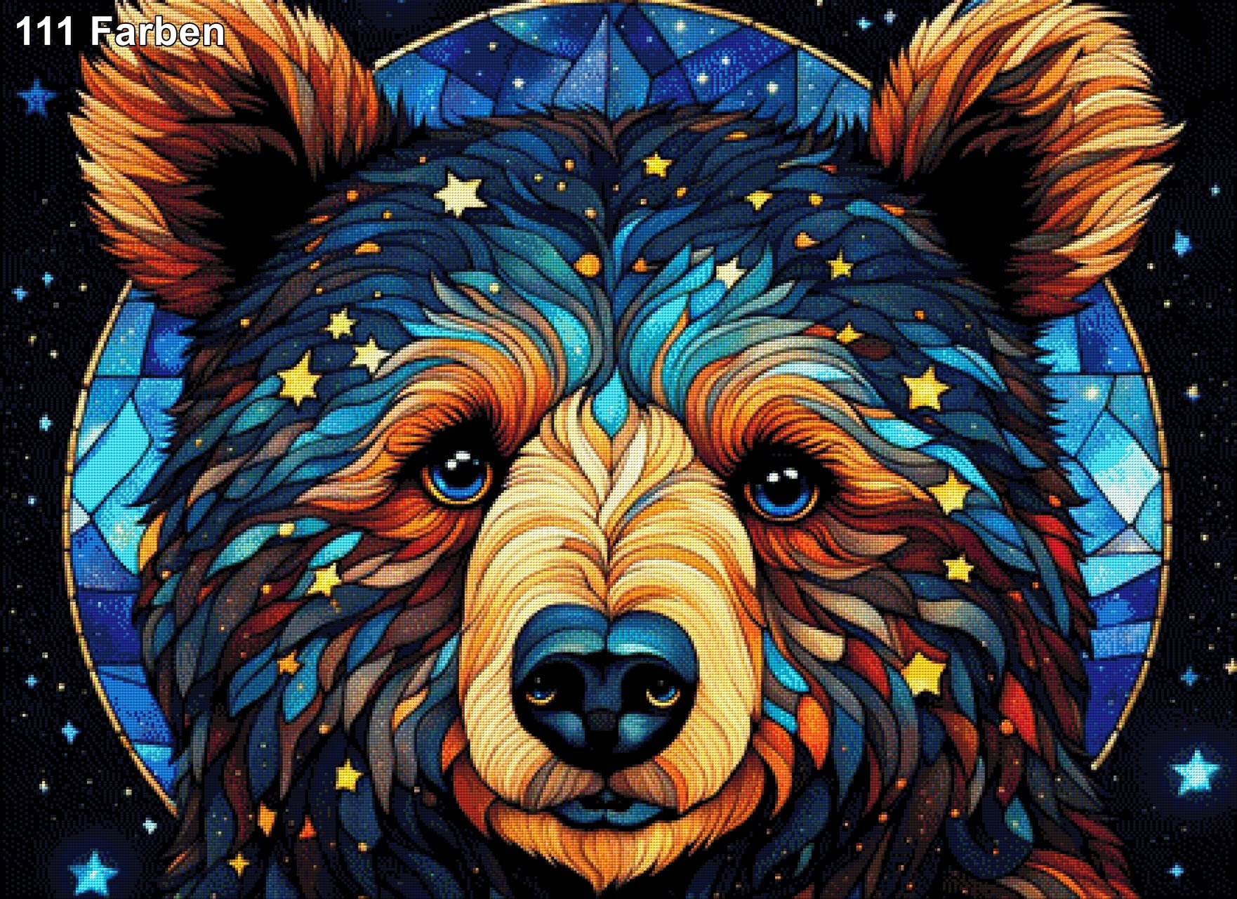 Scheibenbär, Bär im Glasbild - Diamond Painting