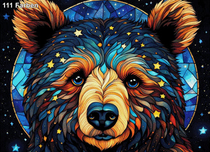 Scheibenbär, Bär im Glasbild - Diamond Painting