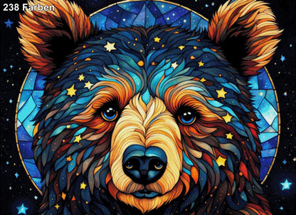 Scheibenbär, Bär im Glasbild - Diamond Painting