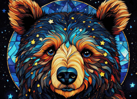 Scheibenbär, Bär im Glasbild - Diamond Painting