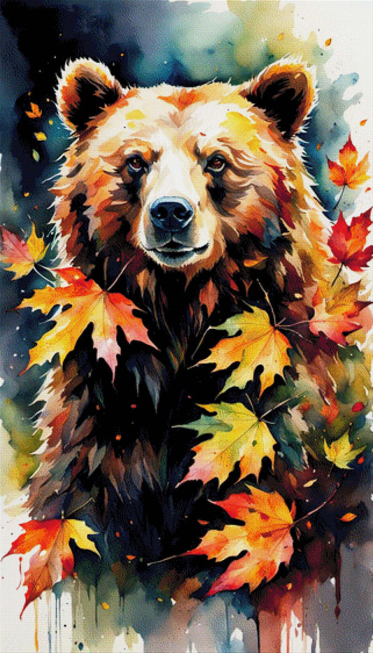 Laubtatze, Bär im Herbst - Diamond Painting