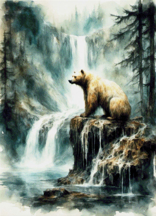 Wasserbrummer, Bär am Fluss - Diamond Painting