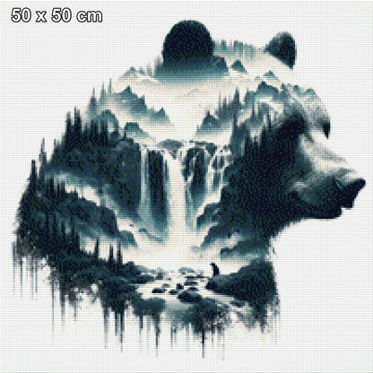 Wildquell, Gebirge mit Wasserfall im Bär - Diamond Painting