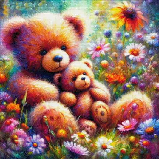 Kuschelzeit, Teddypicknick - Diamond Painting
