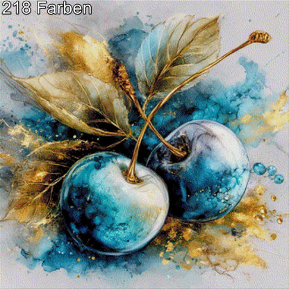 Diamond Painting türkis goldene Kirschen Küchenmotiv