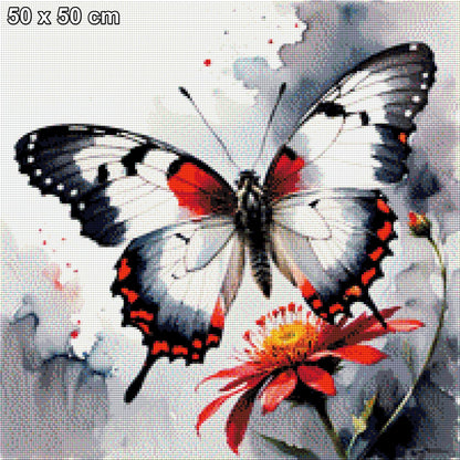 Schmetterling Rot/Weiß - Diamond Painting