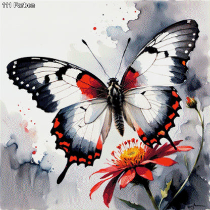 Schmetterling Rot/Weiß - Diamond Painting