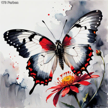 Schmetterling Rot/Weiß - Diamond Painting