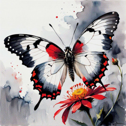 Schmetterling Rot/Weiß - Diamond Painting