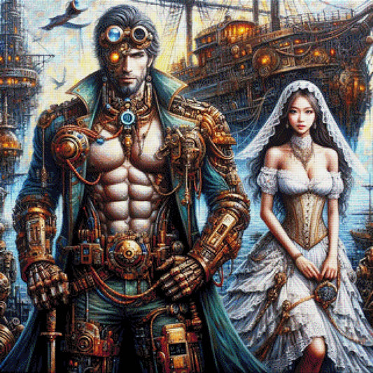 Chronoliebe, Steampunk Paar - Diamond Painting
