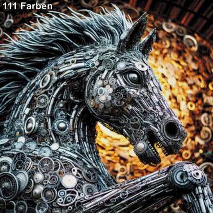 Kupferkopp, Pferdekopf Steampunk - Diamond Painting