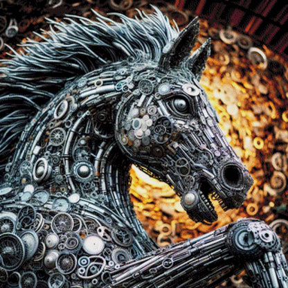 Kupferkopp, Pferdekopf Steampunk - Diamond Painting