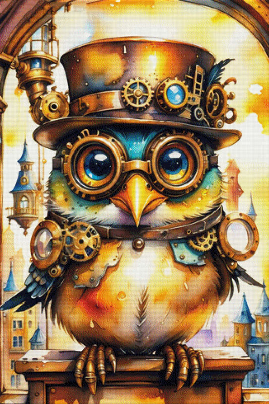 Chronoeule, Steampunk Eule - Diamond Painting