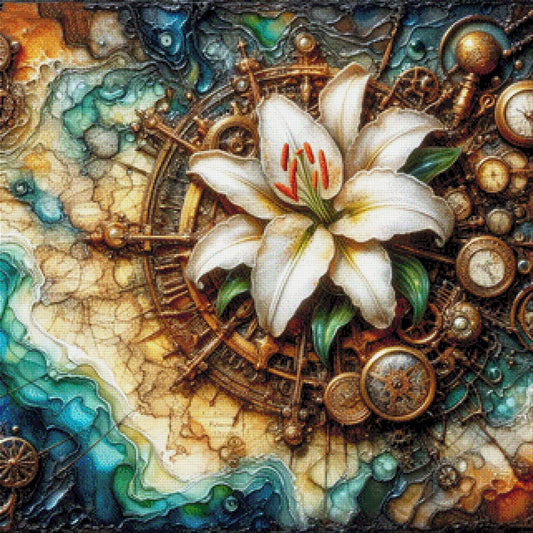 Blütenmechanik, Steampunk Blume - Diamond Painting