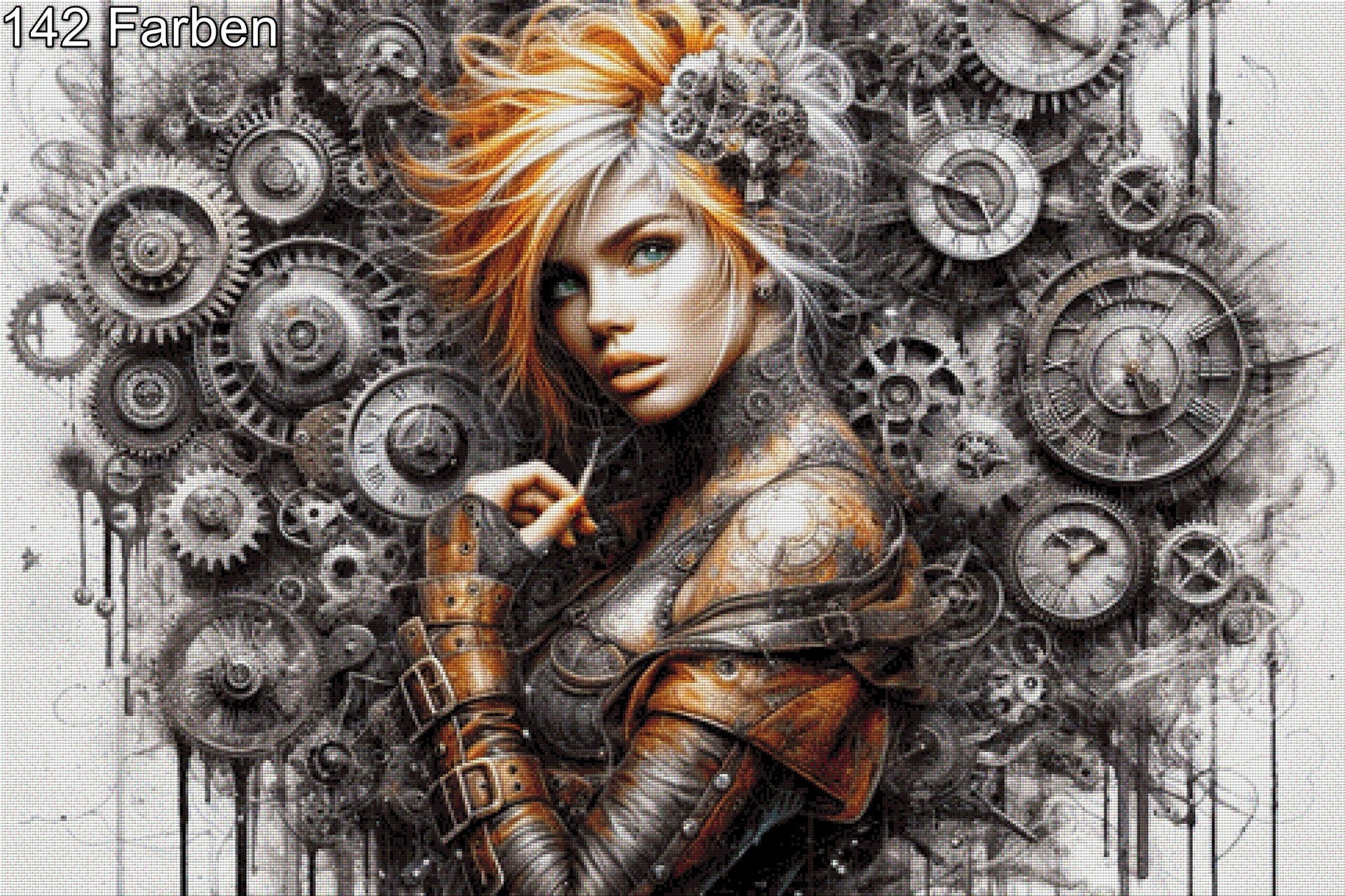 Diamond Painting Steampunk Frau Zahnräder